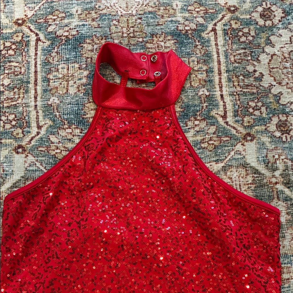 Balera Red sequin Dance top size XL - Picture 3 of 7